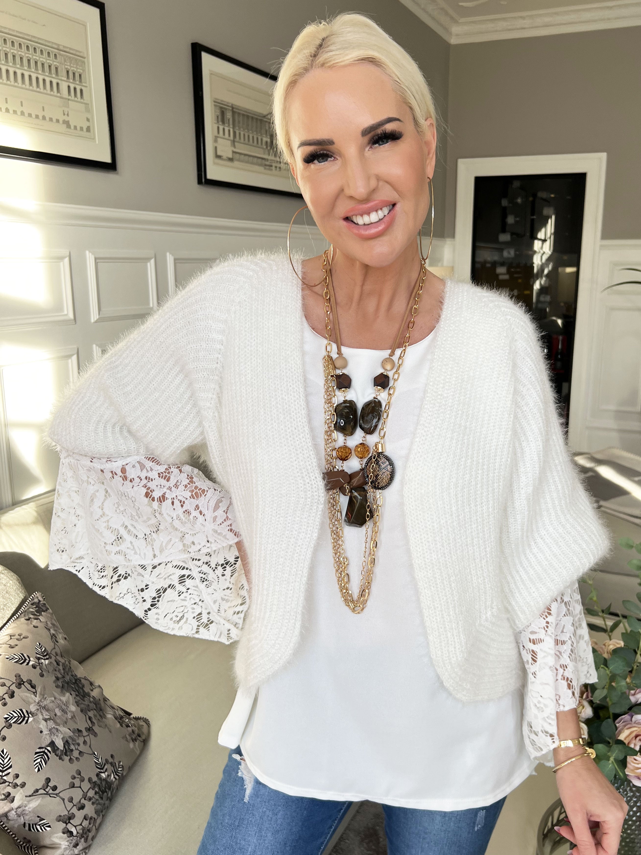 Franca - Sød fluffy bolero i strik